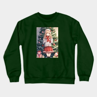 Anime Girl Christmas Tree Crewneck Sweatshirt